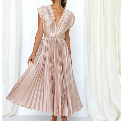 ZEN™ V-NECK MAXI DRESS WITH PLEATS