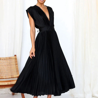 ZEN™ V-NECK MAXI DRESS WITH PLEATS