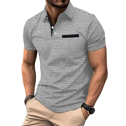 MATHIAS™  POLO SHIRT WITH JACQUARD CHECK PATTERN