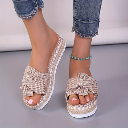 Soleil  Bow Platform Espadrilles Slippers