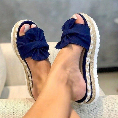 Soleil  Bow Platform Espadrilles Slippers