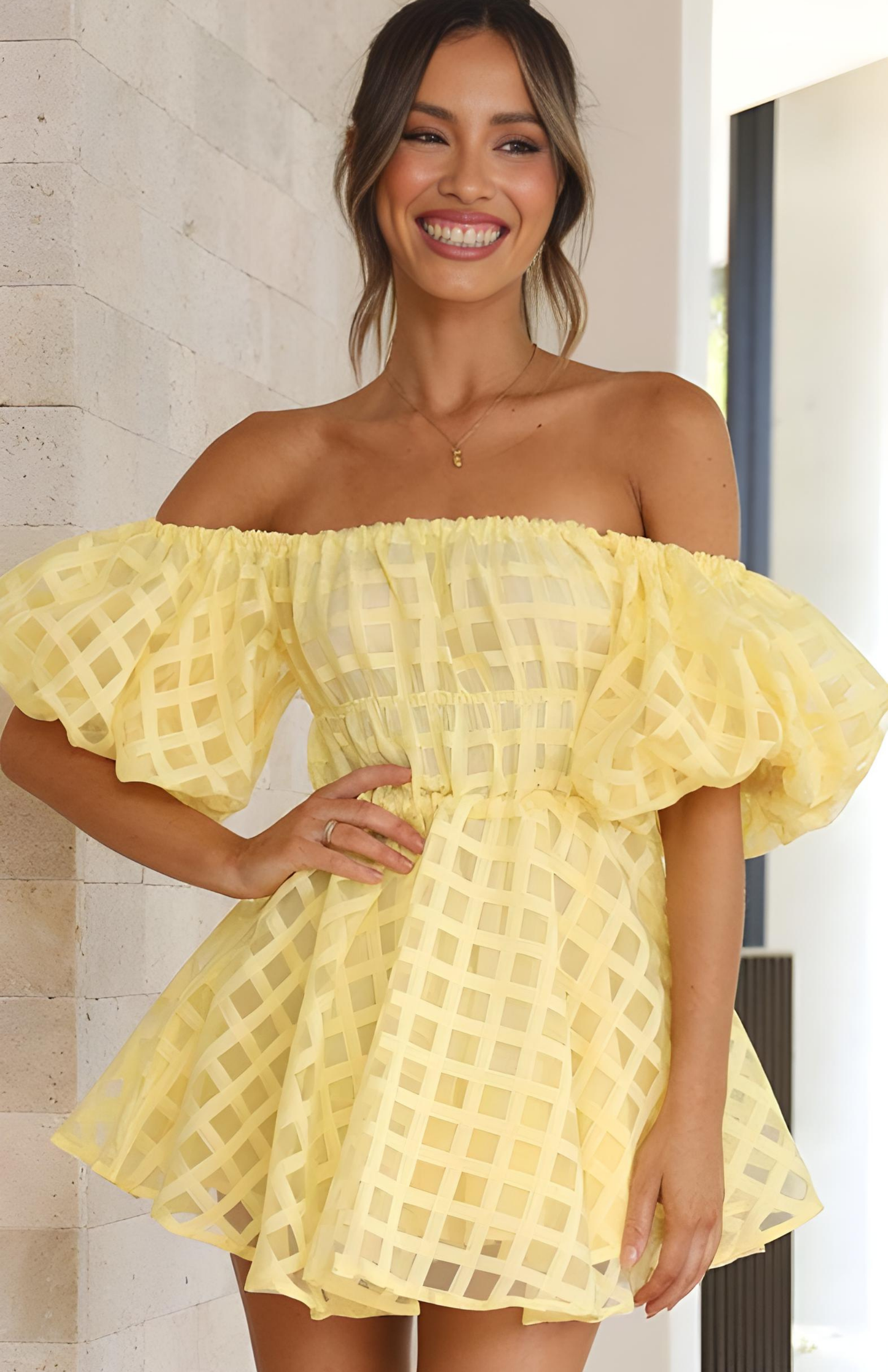 Corrine Off shoulder mini dress