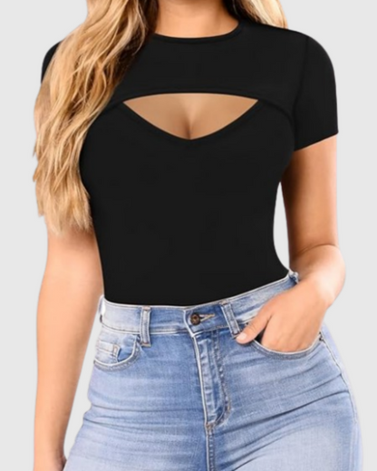 Short Sleeve Round Neck Bodycon Bodysuit