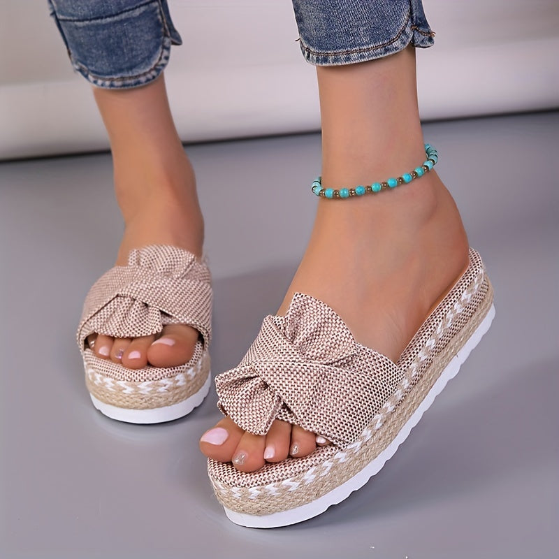 Soleil  Bow Platform Espadrilles Slippers