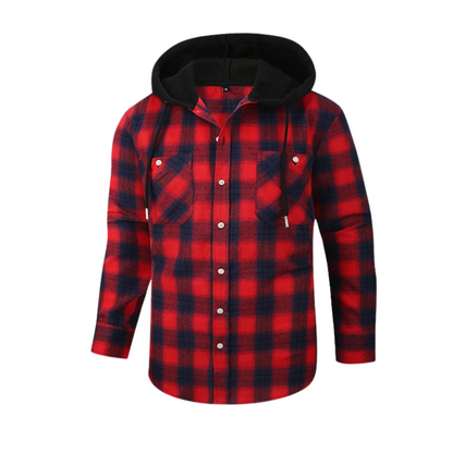 Aron™ Flannel Hooded Plaid Shirt Jacket