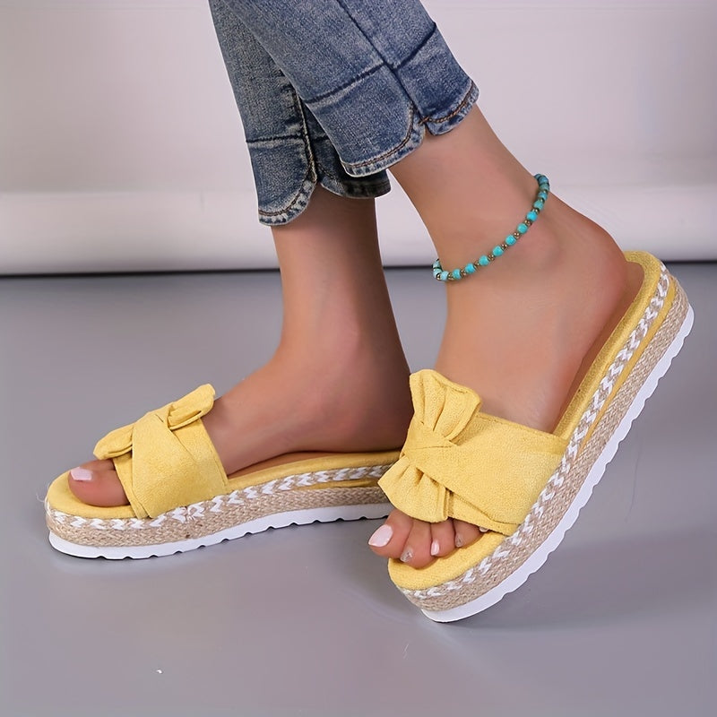 Soleil  Bow Platform Espadrilles Slippers