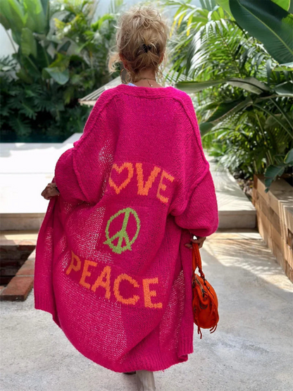 GRACE™ PEACE LONG KNIT CARDIGAN