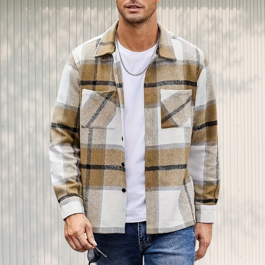 DAVID™  PLAID KNIT FLANNEL LONG-SLEEVE