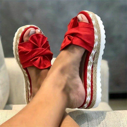 Soleil  Bow Platform Espadrilles Slippers