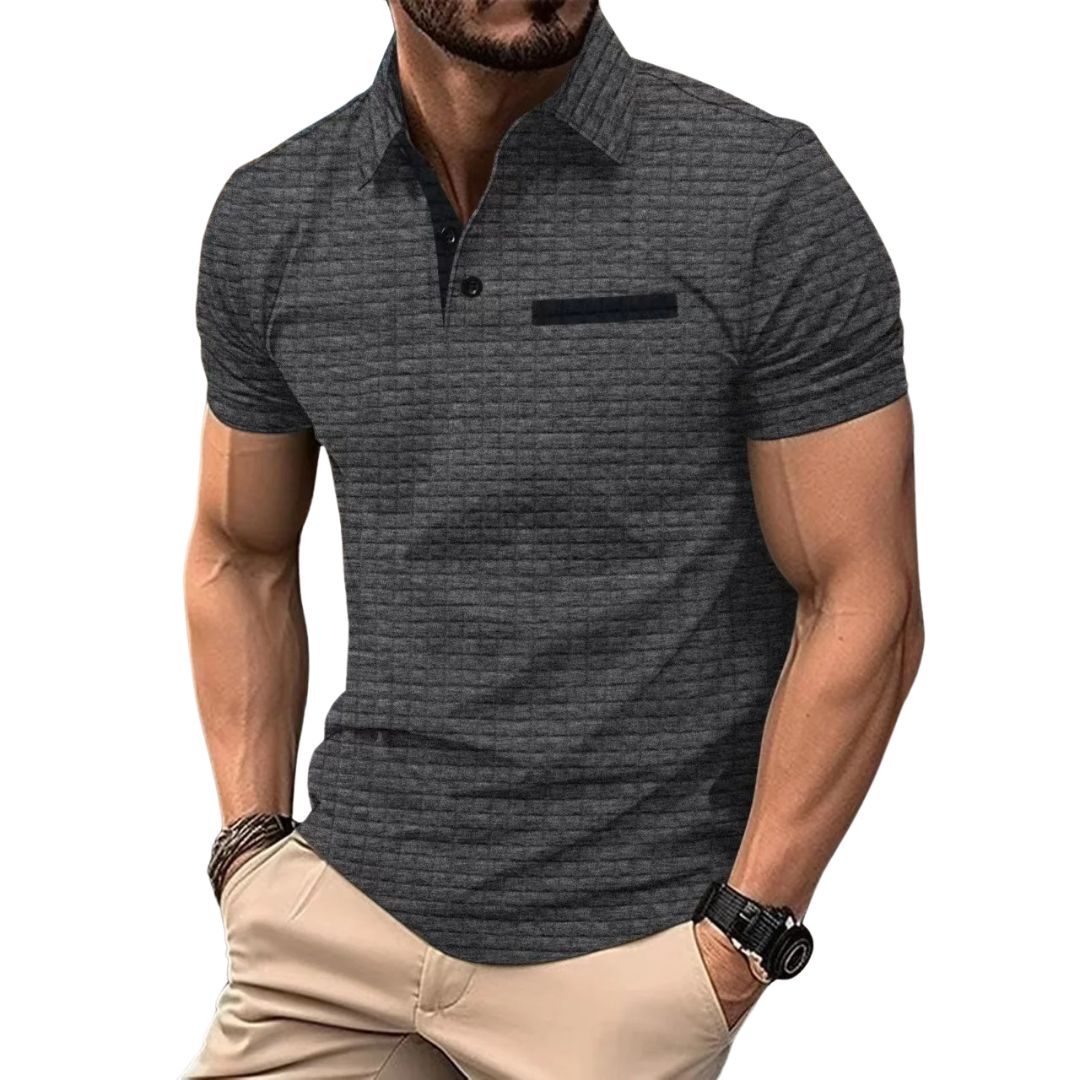 MATHIAS™  POLO SHIRT WITH JACQUARD CHECK PATTERN