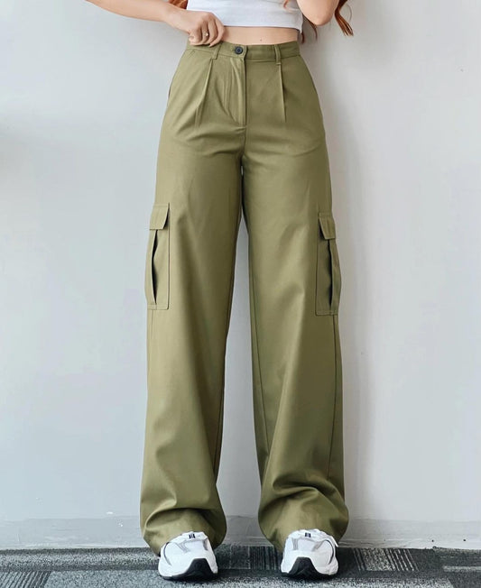 New Straight Cargo High Waist Trousers