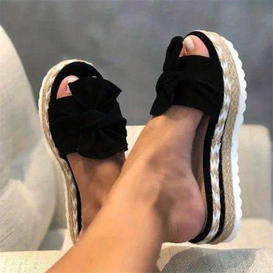 Soleil  Bow Platform Espadrilles Slippers