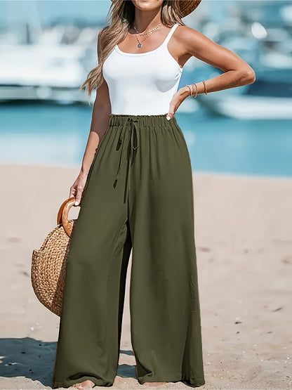 Rani - High-Waisted Drawstring Palazzo Pants