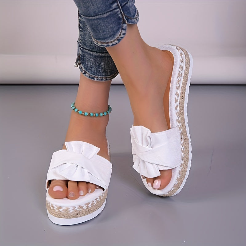 Soleil  Bow Platform Espadrilles Slippers