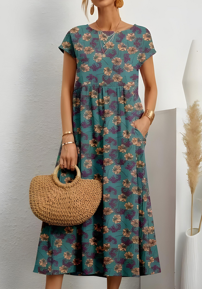 Eliza Floral Belly Covering Dress with Pockets