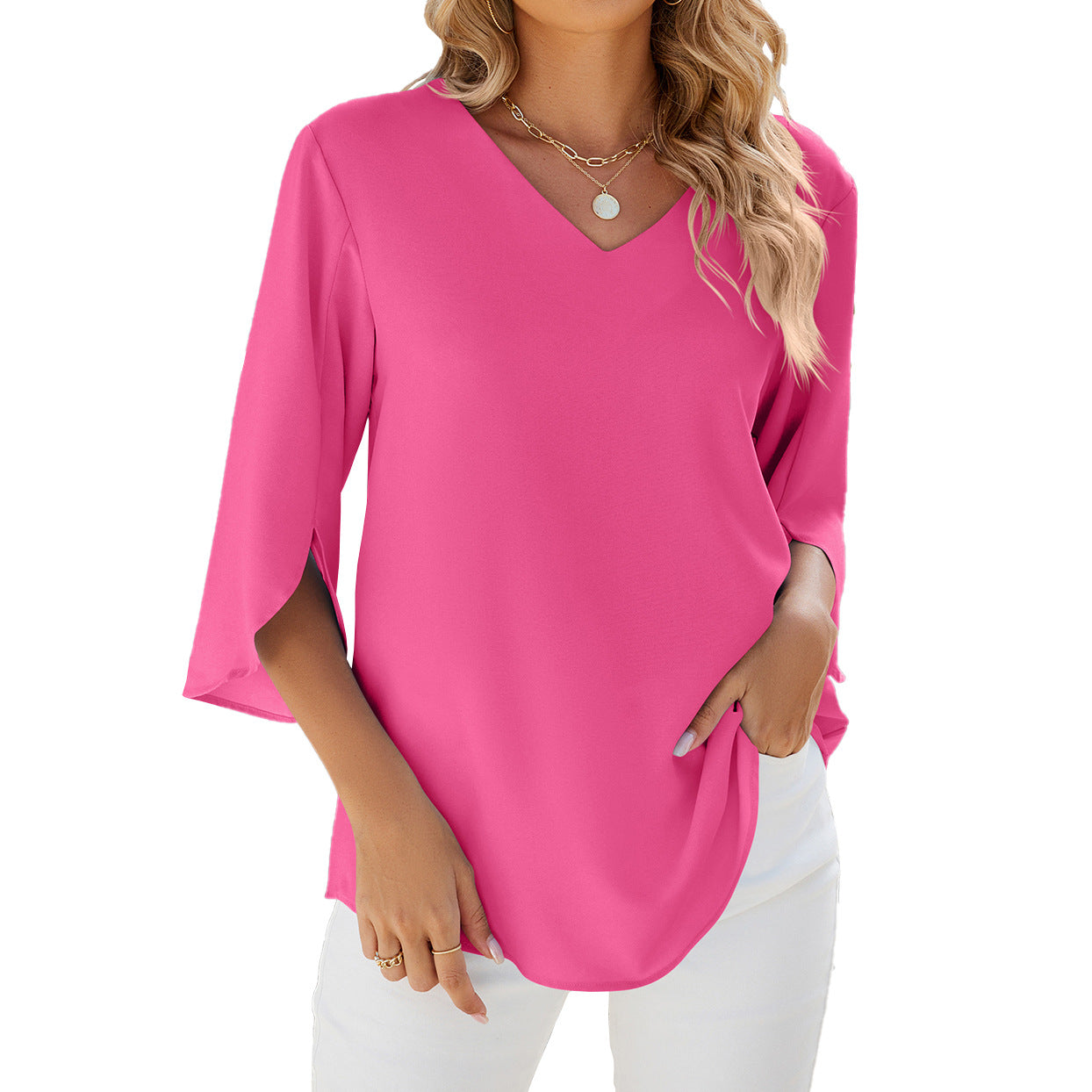 LEINA™ LOOSE AND AIRY V-NECK TOP