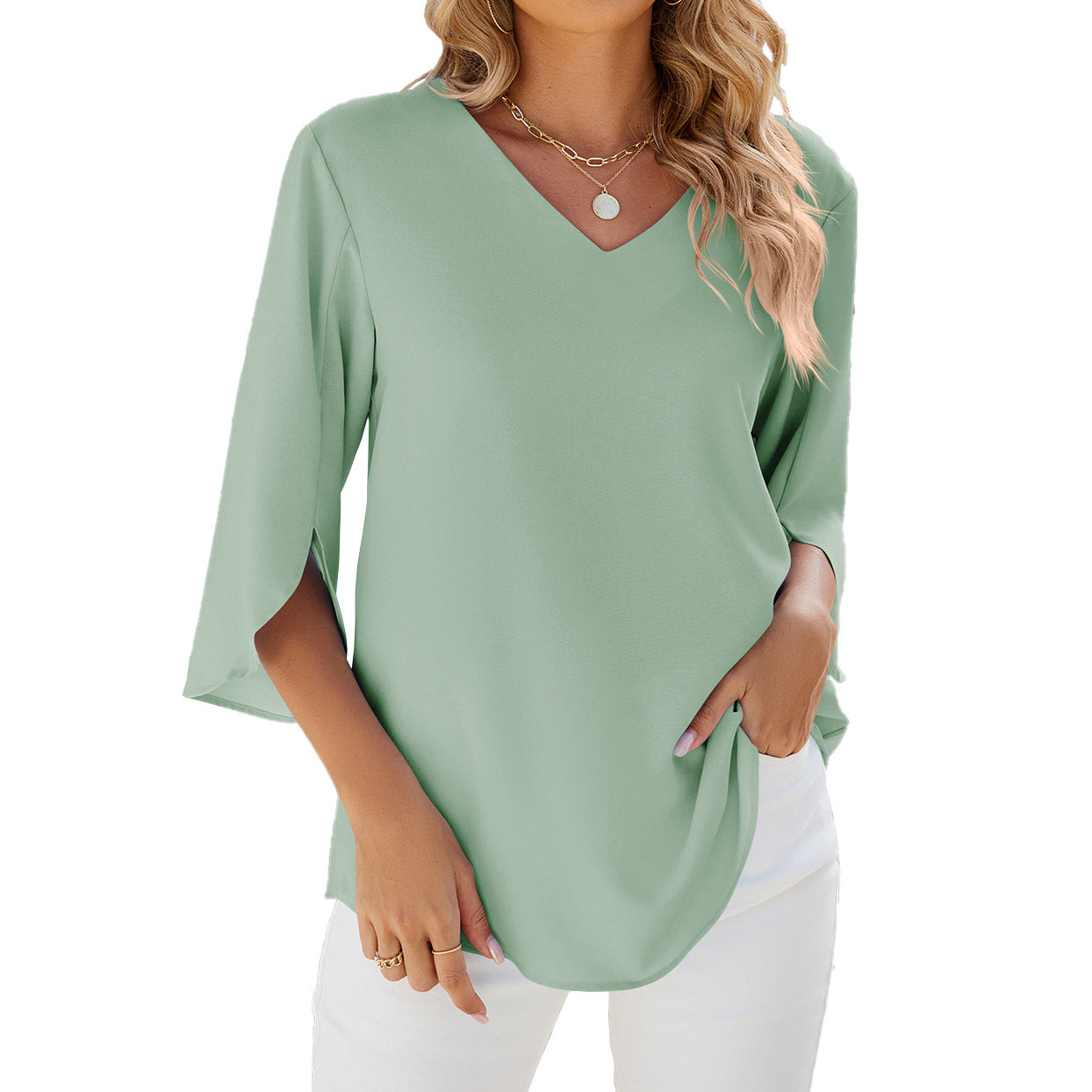 LEINA™ LOOSE AND AIRY V-NECK TOP