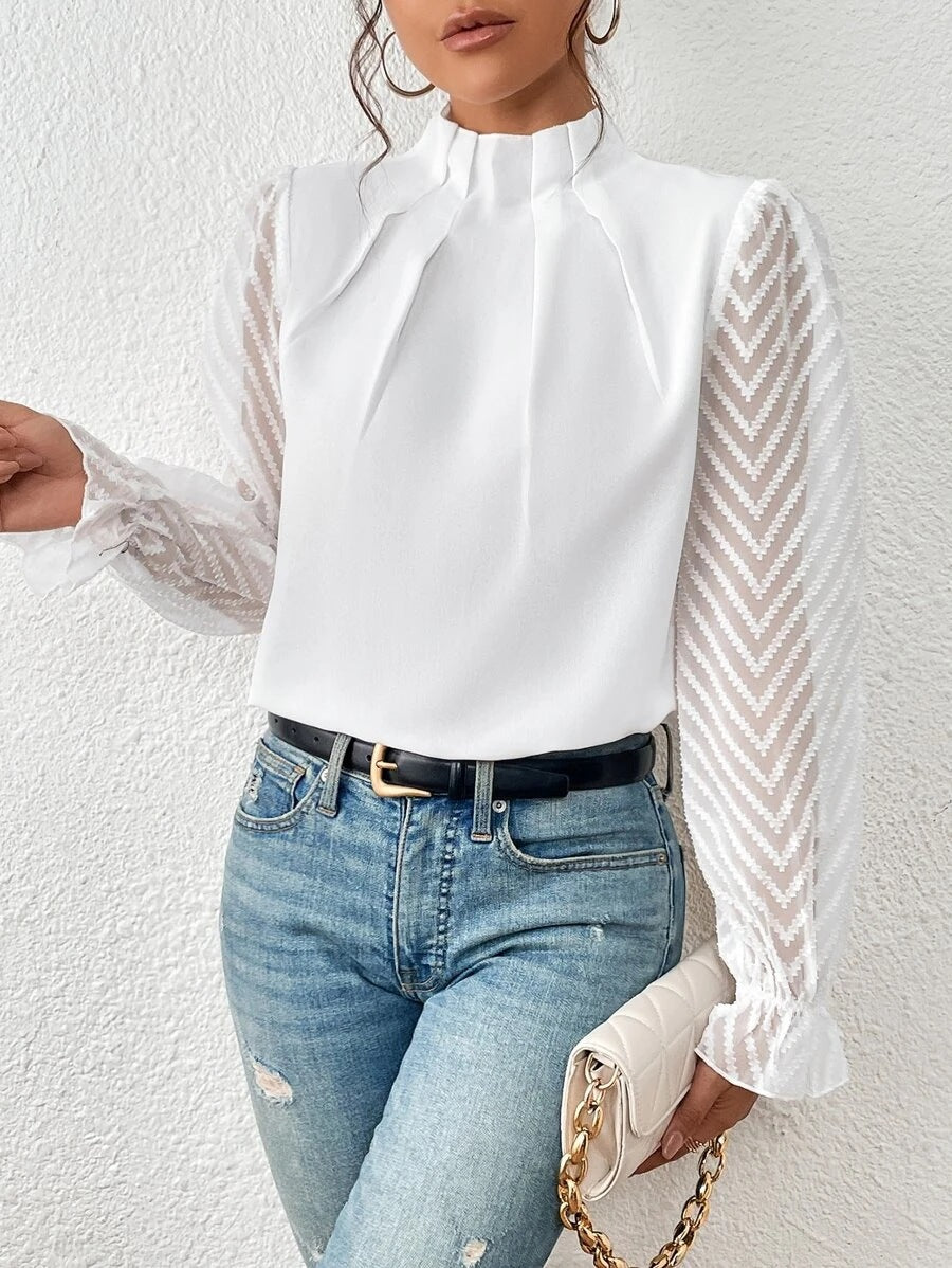 OLGA™ ELEGANT  CHIFFON LONG SLEEVE BLOUSE