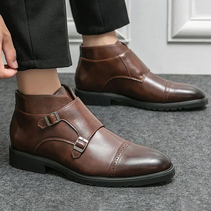 Darell Double Monk Strap Leather Boots