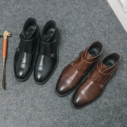 Darell Double Monk Strap Leather Boots