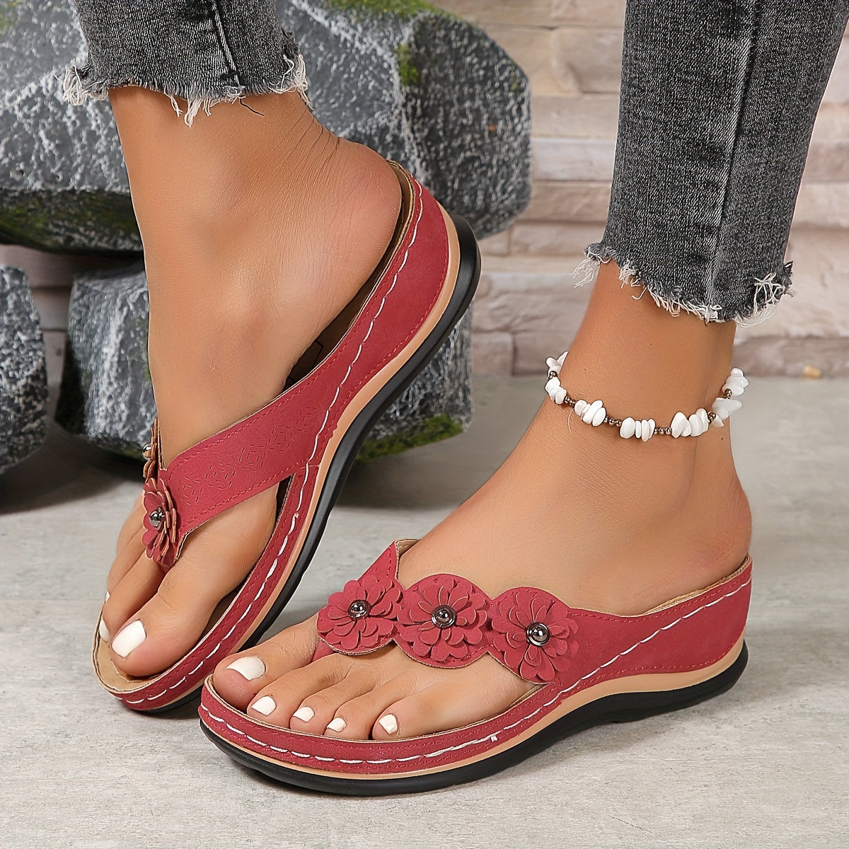 Emmily Summer Flowers Flip Flops