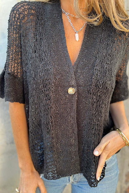 Zuzanna Hollow Sleeve V-neck Knitted Cardigan