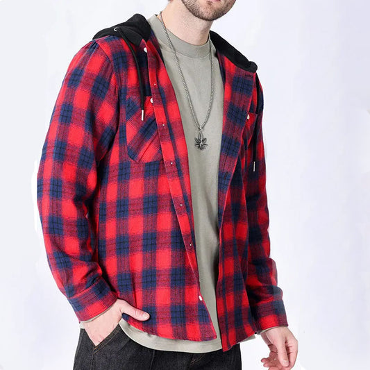 Aron™ Flannel Hooded Plaid Shirt Jacket