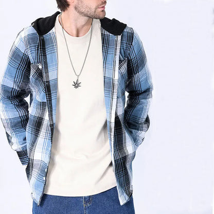 Aron™ Flannel Hooded Plaid Shirt Jacket