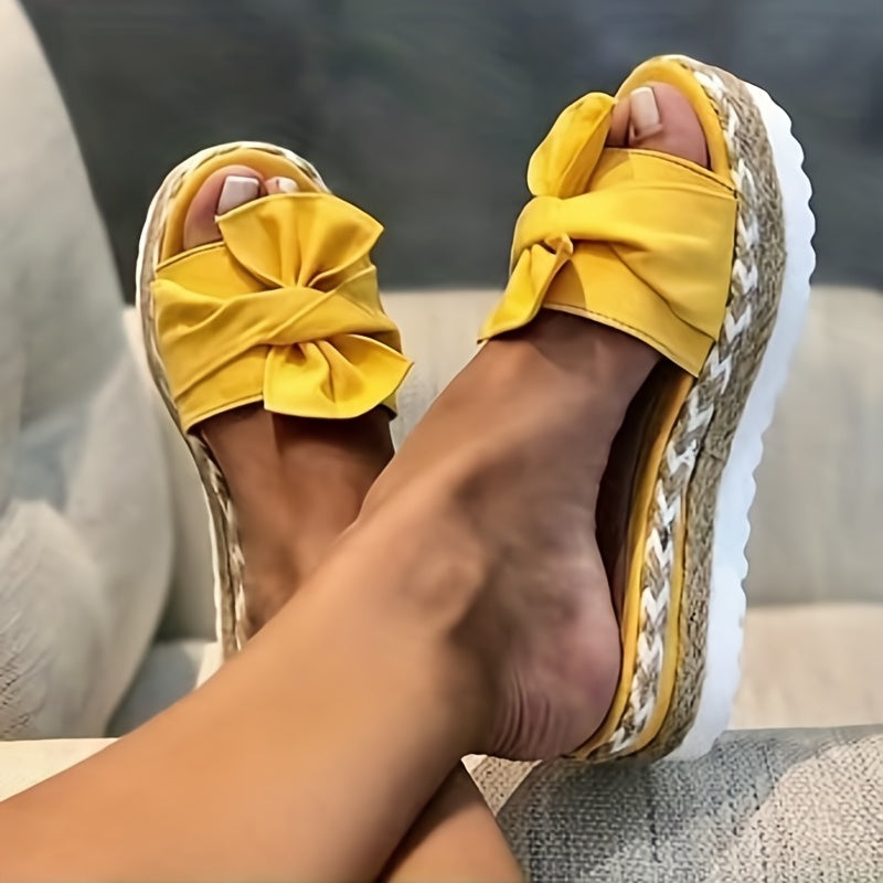 Soleil  Bow Platform Espadrilles Slippers