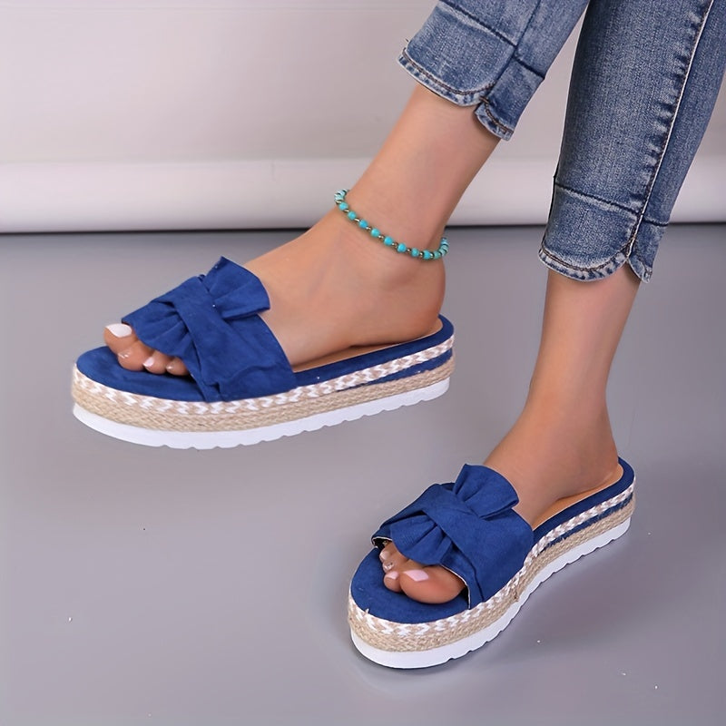 Soleil  Bow Platform Espadrilles Slippers