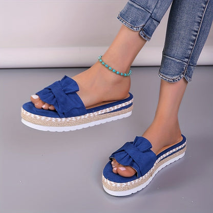 Soleil  Bow Platform Espadrilles Slippers