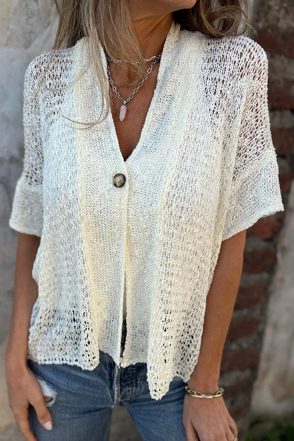 Zuzanna Hollow Sleeve V-neck Knitted Cardigan