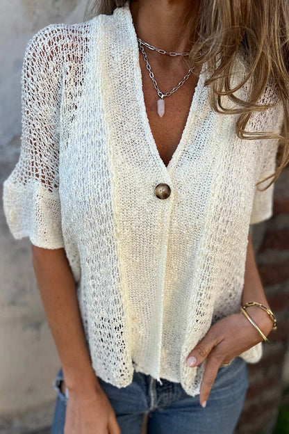 Zuzanna Hollow Sleeve V-neck Knitted Cardigan