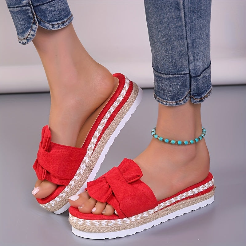 Soleil  Bow Platform Espadrilles Slippers