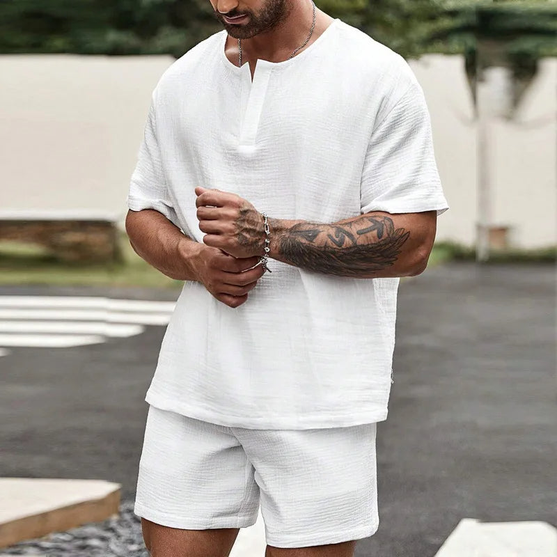 ARNOLD™ BREEZY COTTON V-NECK LOUNGE SET