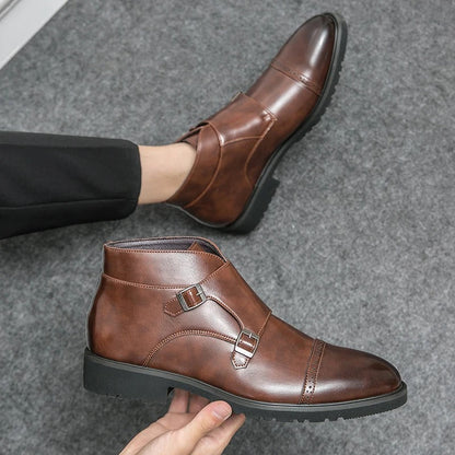 Darell Double Monk Strap Leather Boots