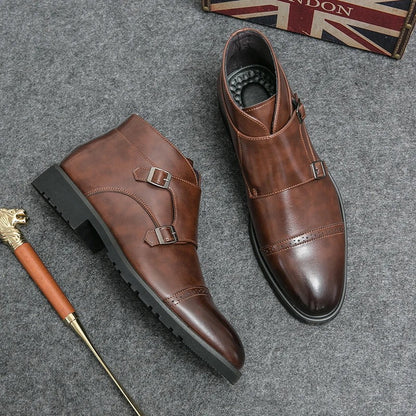 Darell Double Monk Strap Leather Boots