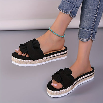 Soleil  Bow Platform Espadrilles Slippers