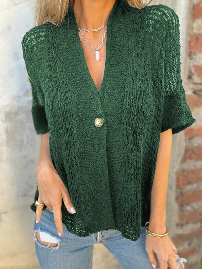 Zuzanna Hollow Sleeve V-neck Knitted Cardigan